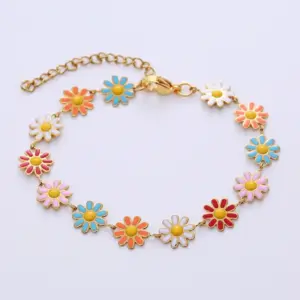 Bohemian Flower 304 Stainless Steel 18K Gold Plated No Inlaid Stainless Steel Bracelets In Bulk