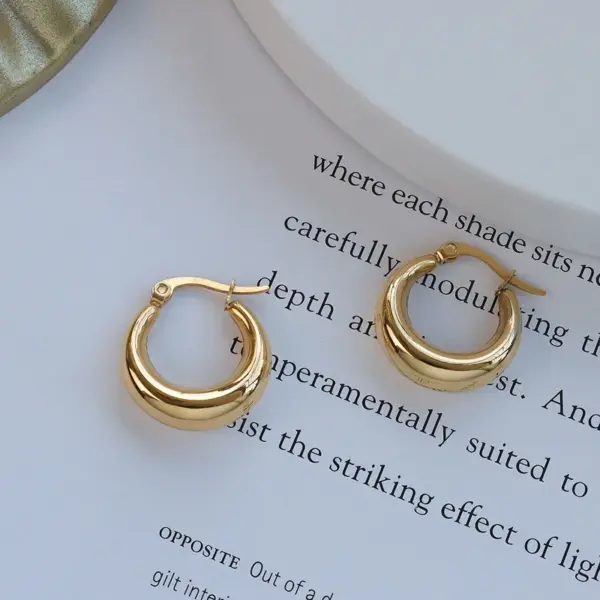 Wholesale PVD Coated Real Gold Plated 18K Gold Printing 304 Stainless Steel Retro Waterproof Non Tarnish Earrings