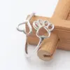 Wholesale PVD Coated Gold Plated Paw Print Heart Shape 304 Stainless Steel Simple Style Waterproof Non Tarnish Open Ring