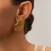 Wholesale PVD Coated Real Gold Plated 18K Gold Sector 304 Stainless Steel Elegant Retro Waterproof Non Tarnish Ear Studs