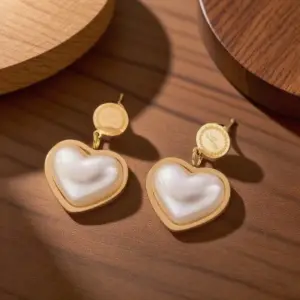 E0291-Heart-shaped White Shell-Bracelet- Gold
