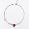 oly-608c83007410e1c30e85cba0e9158bcd Wholesale Korean and Japanese Style Ins Millennium Dark Red Oil Drop Necklace with Exaggerated Design Claw Splicing Heart Clavicle Chain