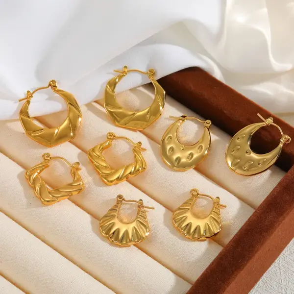 Wholesale 1 Pair Basic Simple Style Irregular Geometric Plating 304 Stainless Steel 18K Gold Plated Earrings