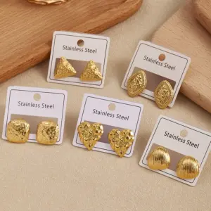 Geometric Heart Triangle Shaped Earrings Ins Style Electroplated 304 Stainless Steel Fashionable Women's Hoop Earrings