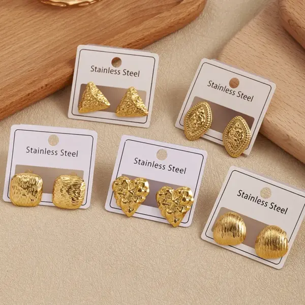 Geometric Heart Triangle Shaped Earrings Ins Style Electroplated 304 Stainless Steel Fashionable Women's Hoop Earrings