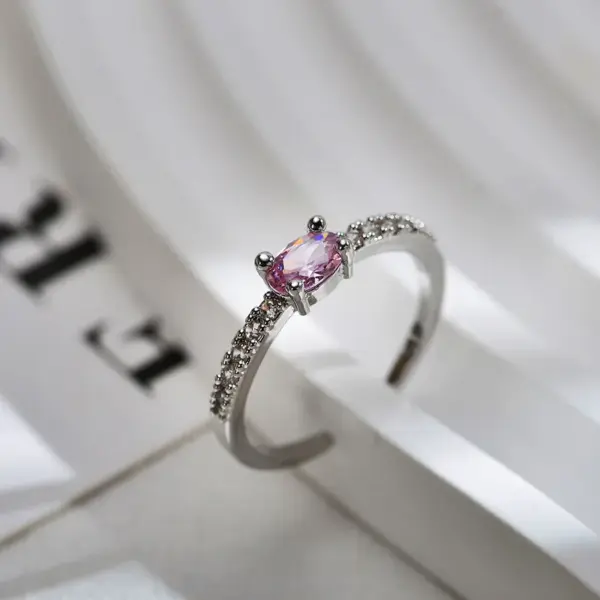 Wholesale Copper Gold Plated Simple Style Inlay Rectangle Zircon Open Rings