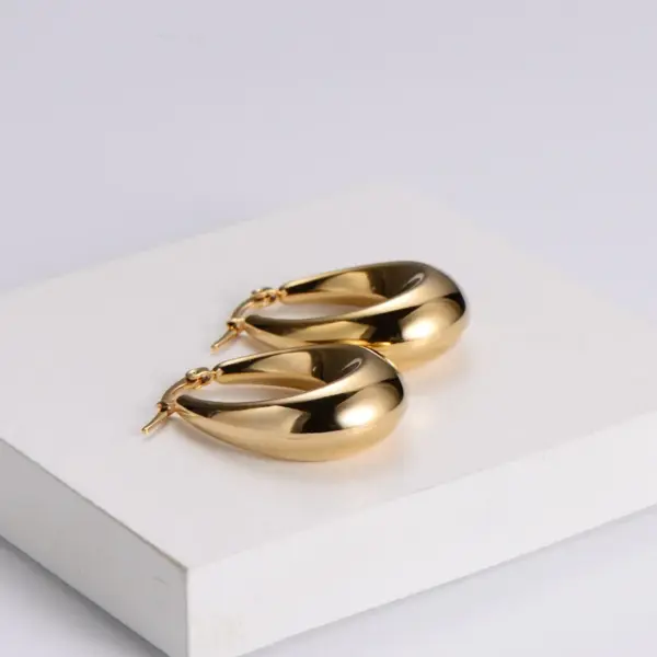 Wholesale PVD Coated 18K Gold Plated Water Droplets Stainless Steel French Style Waterproof Non Tarnish Earrings