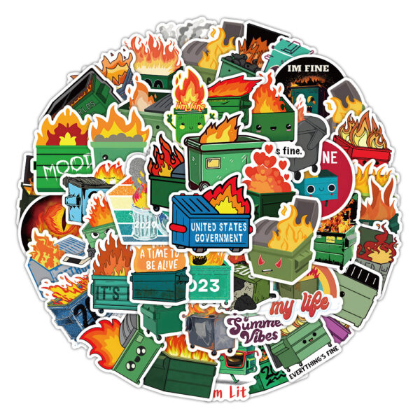 Wholesale 50 cartoon trash can fire stickers