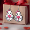 Wholesale Cute and charming heart-shaped bow ghost earrings