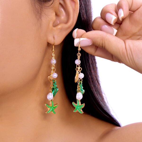 Wholesale Summer Fresh Conch Starfish Long Pendant Tassel Ear Hook Earrings Women's Niche Exquisite Versatile Seaside Earrings