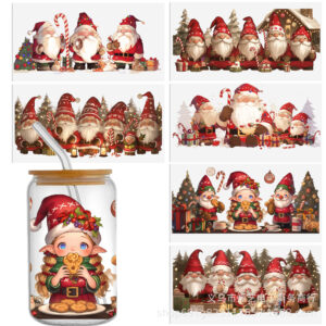 Santa Claus Series Transparent Crystal Label Water Cup Waterproof Sticker Set (6 pieces/set-5