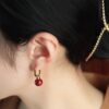 Wholesale Cinnabar Purple Gold Earrings Women's New Chinese Style National Style Red Vintage Earrings Earrings Mother's Day Gift for Mom