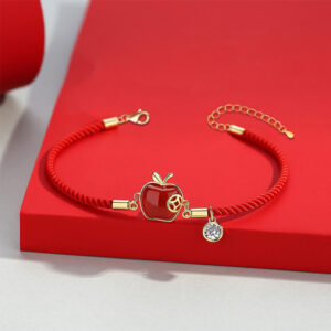 Bracelet: red rope + Christmas Red Apple