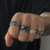 oly-60a80c53552a4fdd402dceaf29ad9b57 Wholesale Fashion Gothic Style Skull Gemstone Ring Men's Trendy Hip-Hop Niche Men's Personalized Ring Bracelet Set