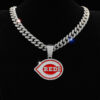 Wholesale Red and white oil dripping diamond hip hop Cuban necklace