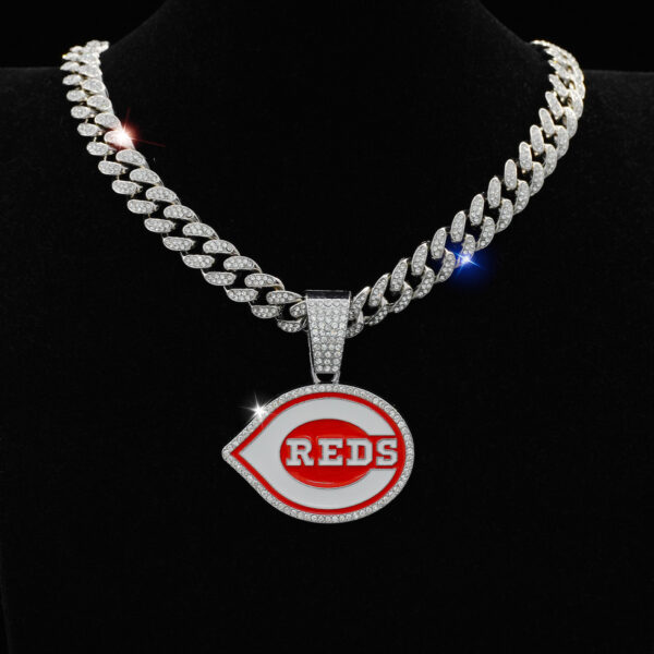 Wholesale Red and white oil dripping diamond hip hop Cuban necklace