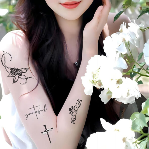 Wholesale Cross-border New Black and White Sheng Jing Series Tattoo Stickers Waterproof Party Party Gift Funny Fun Face Stickers