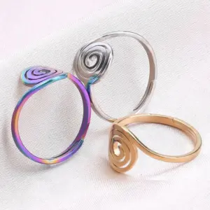 Wholesale PVD Coated Real Gold Plated 18K Gold Geometric 304 Stainless Steel INS Style Waterproof Non Tarnish Open Ring