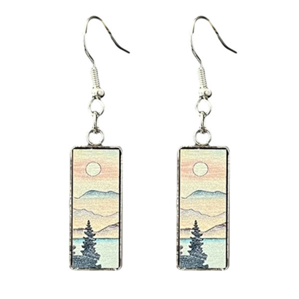 Wholesale Metal Wood Grain Mountain Peak Yoga Meditation Energy Earrings