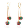 Wholesale Christmas-themed earrings with geometric pom-poms