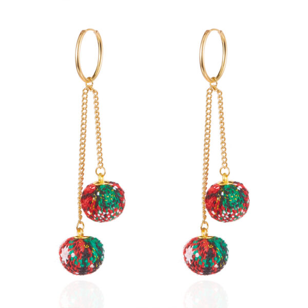 Wholesale Christmas-themed earrings with geometric pom-poms