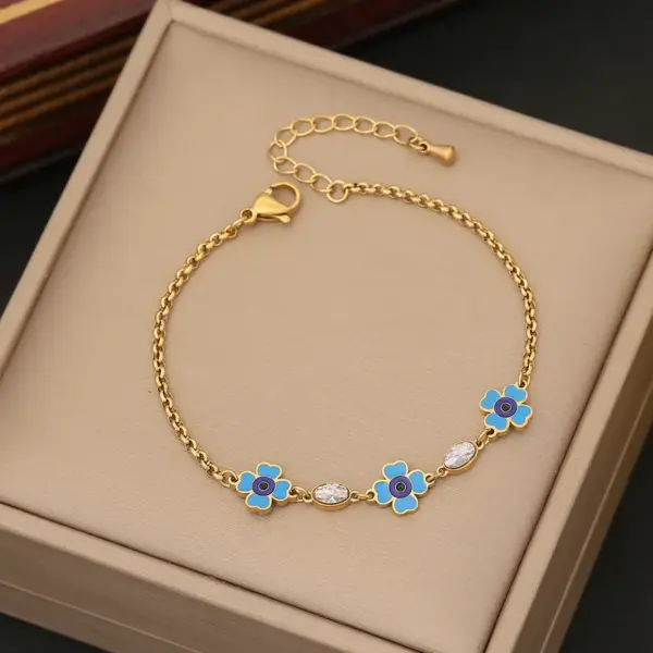 PVD Coated 18K Gold Real Gold Plated Devil'S Eye Stainless Steel Luxurious Waterproof Non Tarnish 304 Stainless Steel Bracelets