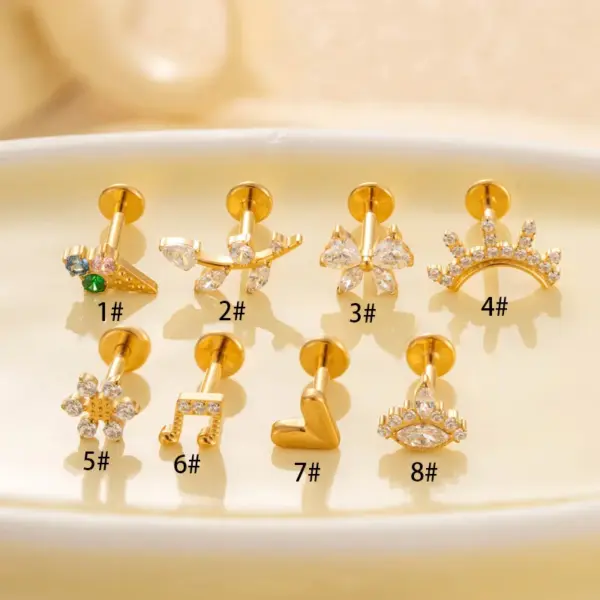 1 Piece Ear Cartilage Rings & Studs Elegant Streetwear Floral Butterfly G23 Titanium Plating Ear Cartilage Rings & Studs