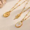 Stainless Steel Rose Flower Necklace Titanium Women's Pendant 18K Gold Plated Color Retention High-End Feeling Jewelry