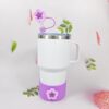 Wholesale Selling silicone insulated cup sleeves, flower-decorated cup holders, straw caps, and straws.