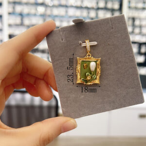 #400 18k gold green oil window pendant (with universal buckle)