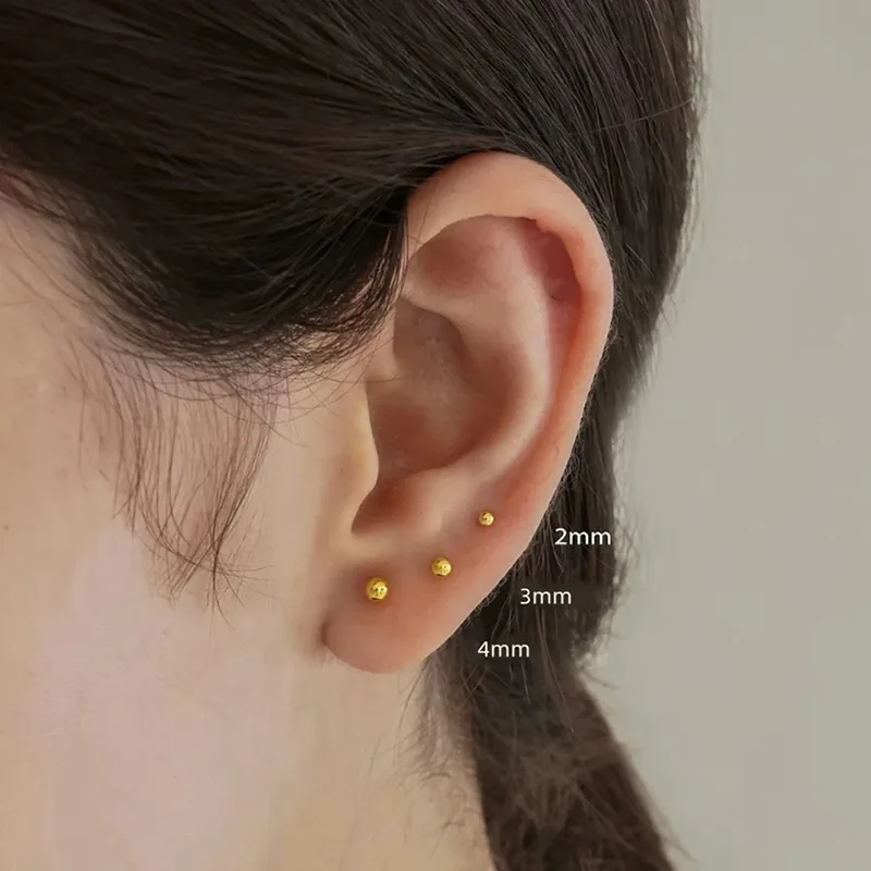 Wholesale 3 Pairs Cute Simple Style Classic Style Solid Color Plating 304 Stainless Steel 14K Gold Plated Ear Studs