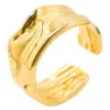 Wholesale PVD Coated Real Gold Plated 18K Gold Geometric 304 Stainless Steel Hip-Hop Waterproof Non Tarnish Open Ring