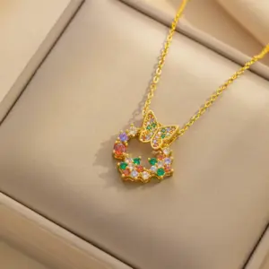 859 Colorful Donut Butterfly Necklace