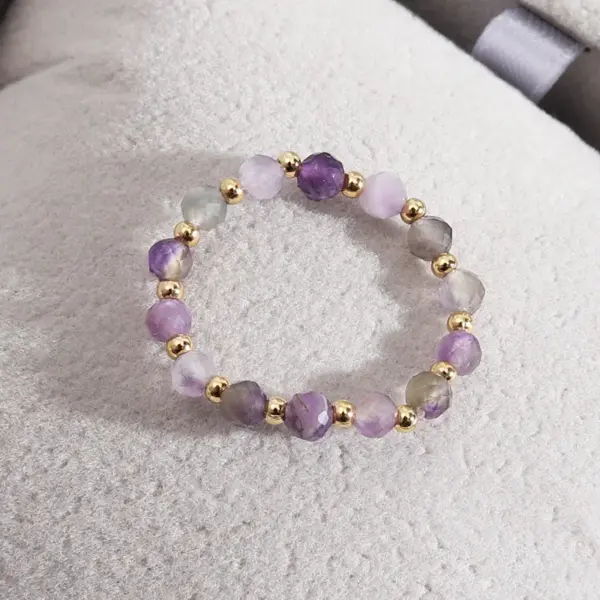 Wholesale Original Design Geometric Alloy Natural Stone Beaded Rings