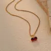 Wholesale 304 Stainless Steel Plastic Cherry Ion Plating (IP) 18K Gold Plated Sweet Simple Style Waterproof Non Tarnish Plating Regular Chain Pendant Necklace