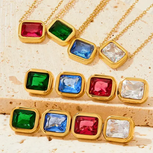 Wholesale PVD Coated Real Gold Plated 16K Gold White Gold Plated Gold Plating Geometric 304 Stainless Steel Fashion Waterproof Non Tarnish Bracelets Earrings Necklace