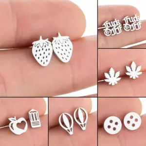 PVD Coated Real Gold Plated Ft Stainless Steel Retro Waterproof Non Tarnish Ear Studs