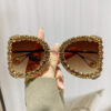 Wholesale Diamond-encrusted large-frame sunglasses 2024 new sunglasses ladies exaggerated large-frame sunglasses metal personality high-level sense
