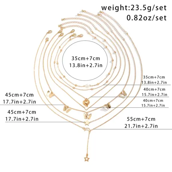 Wholesale Jewelry Retro Star Heart Shape Arylic Alloy Copper Plating Pendant Necklace Cable Chain