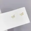 Wholesale Sweet Butterfly Copper Ear Studs Gold Plated Zircon Copper Earrings 3 Pairs
