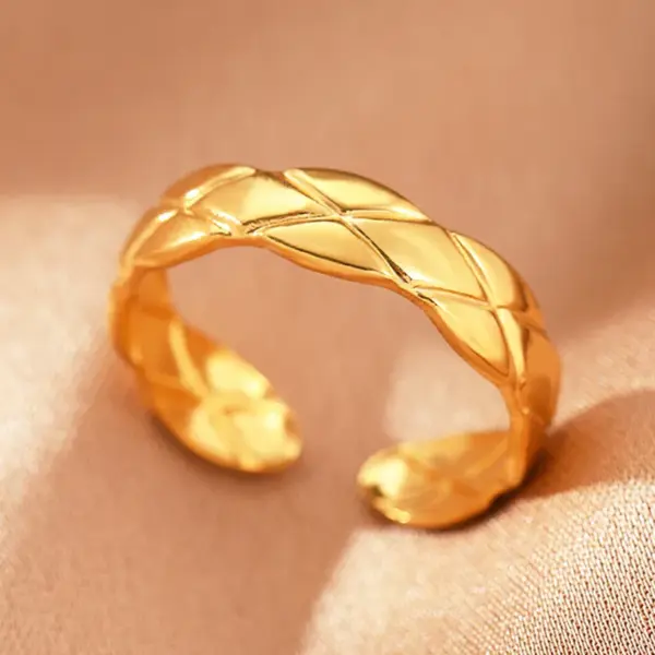 Wholesale Jewelry IG Style Retro Geometric Leaf 304 Stainless Steel Plating Open Rings