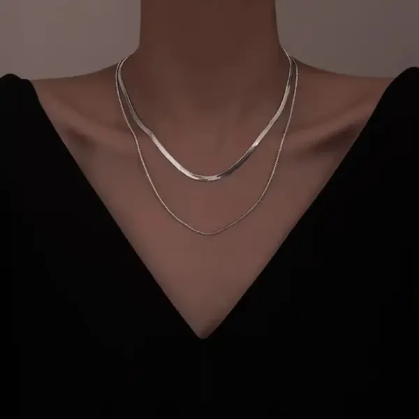 Wholesale Simple Style Geometric Solid Color Titanium Steel Necklace 1 Piece