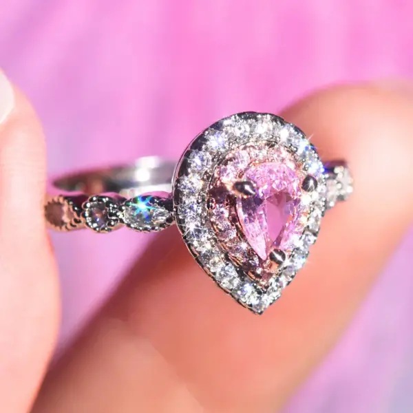 Wholesale Simple Style Water Droplets Copper Artificial Gemstones Rings