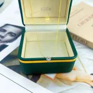 I203 Six-Claw Single Diamond Necklace Gold