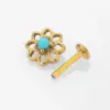 Wholesale 1 Piece Lip Rings Simple Style Commute Palm Snowflake 316L Stainless Steel Waterproof Non Tarnish Surgical Steel December Birthstone Turquoise Ion Plating (IP) 14K Gold Plated Lip Rings Ear Cartilage Rings & Studs