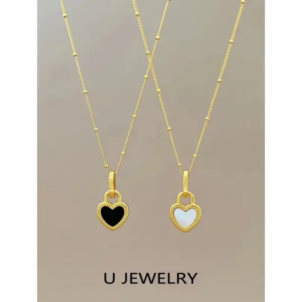 Wholesale PVD Coated Real Gold Plated Heart Shape Stainless Steel Elegant Waterproof Non Tarnish Pendant Necklace