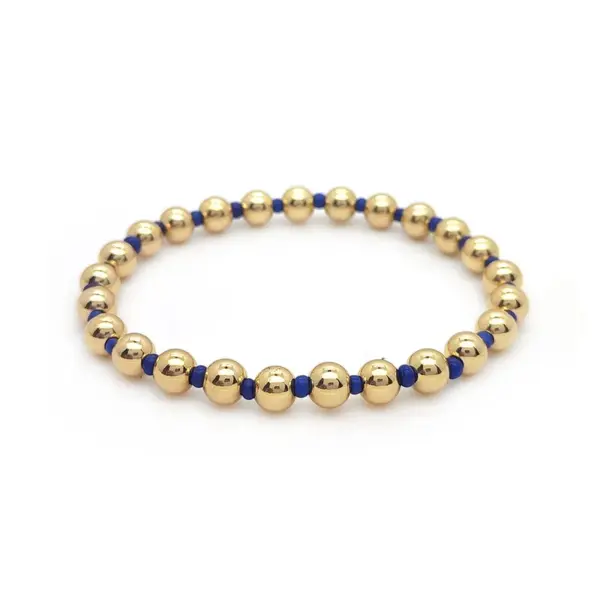 Wholesale Copper Ig Style Color Block Beaded Knitting Bracelets