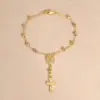 Wholesale Brass 18K Gold Plated Elegant Lady Sweet Inlay Portrait Cross Zircon Bracelets