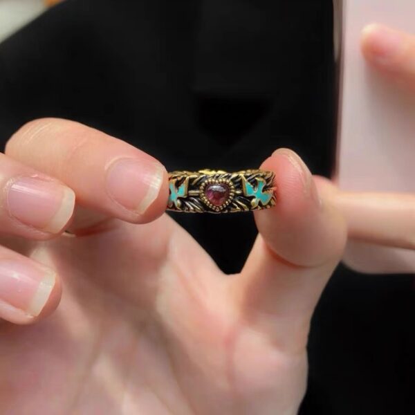 Wholesale British Museum Series Retro Bird Title Old Design Exquisite Love Flying Goose Internet Celebrous Same Style Open Ring