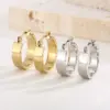 Wholesale PVD Coated 18K Gold Plated Solid Color Stainless Steel Retro Streetwear Waterproof Non Tarnish Hoop Earrings
